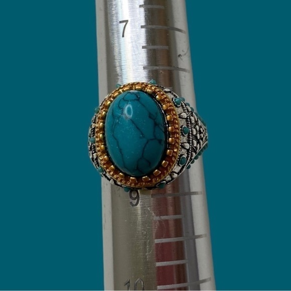 Brand new Turquoise silver plated unisex ring size 8 - Picture 2 of 4